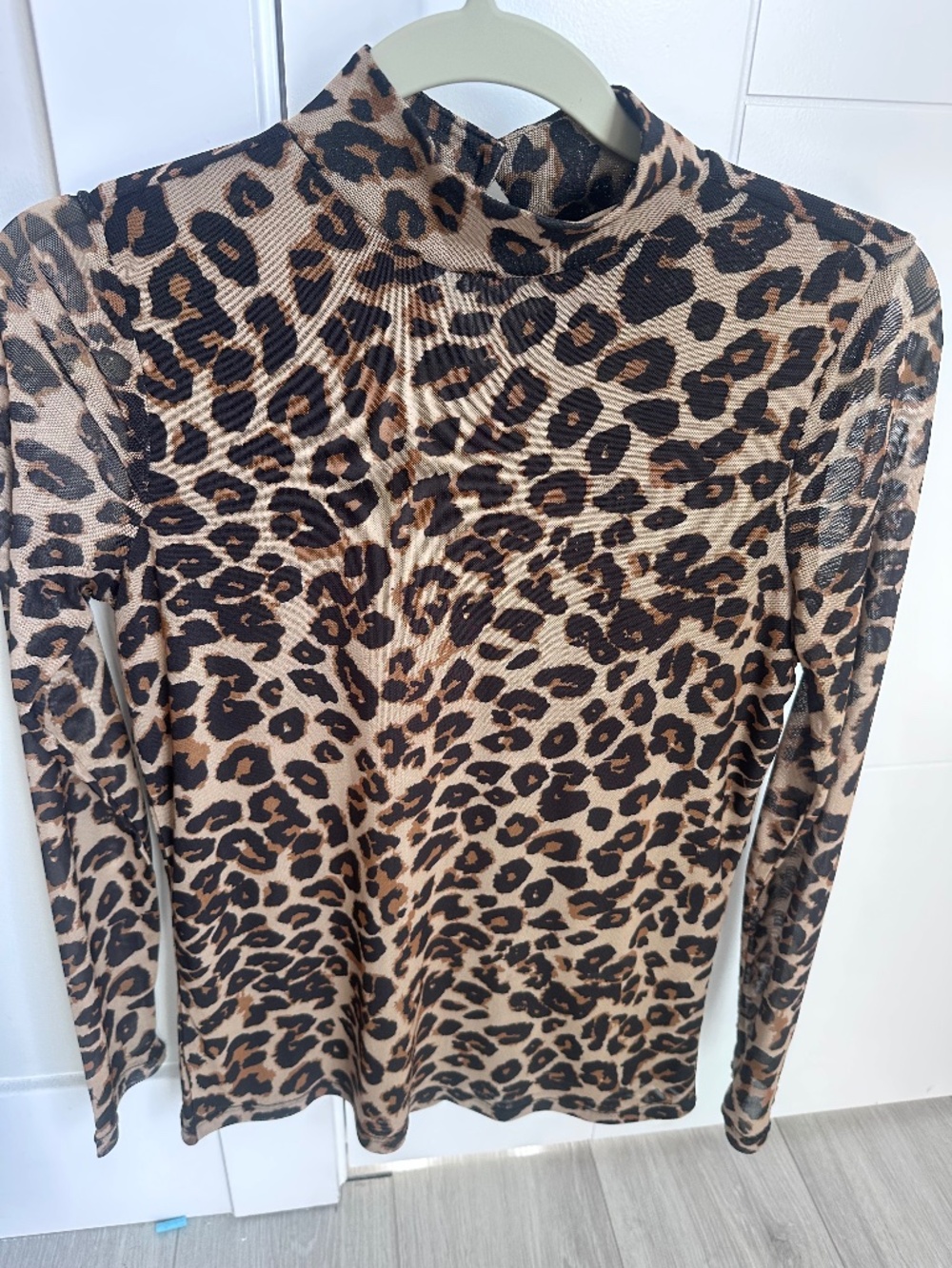 Leopard print mesh top